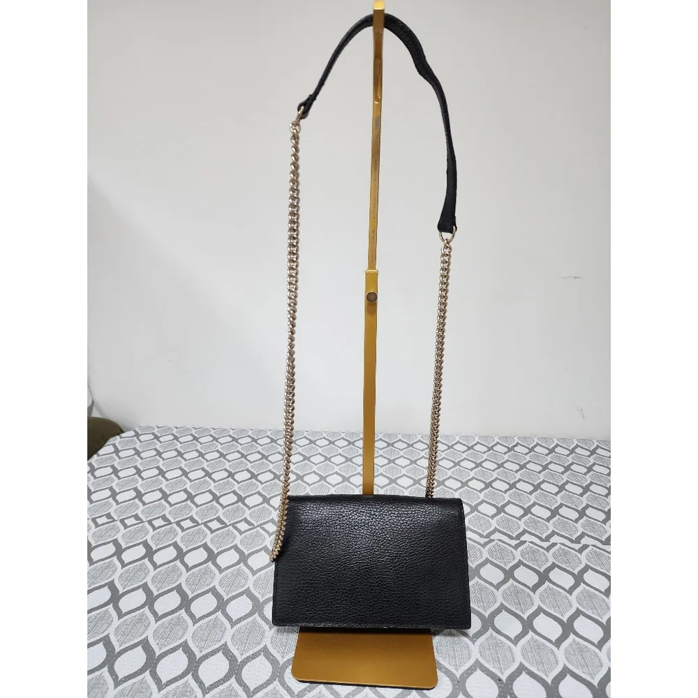 GUCCI Dollar Calfskin Interlocking G Chain Wallet On Chain Black - Picture 3 of 13